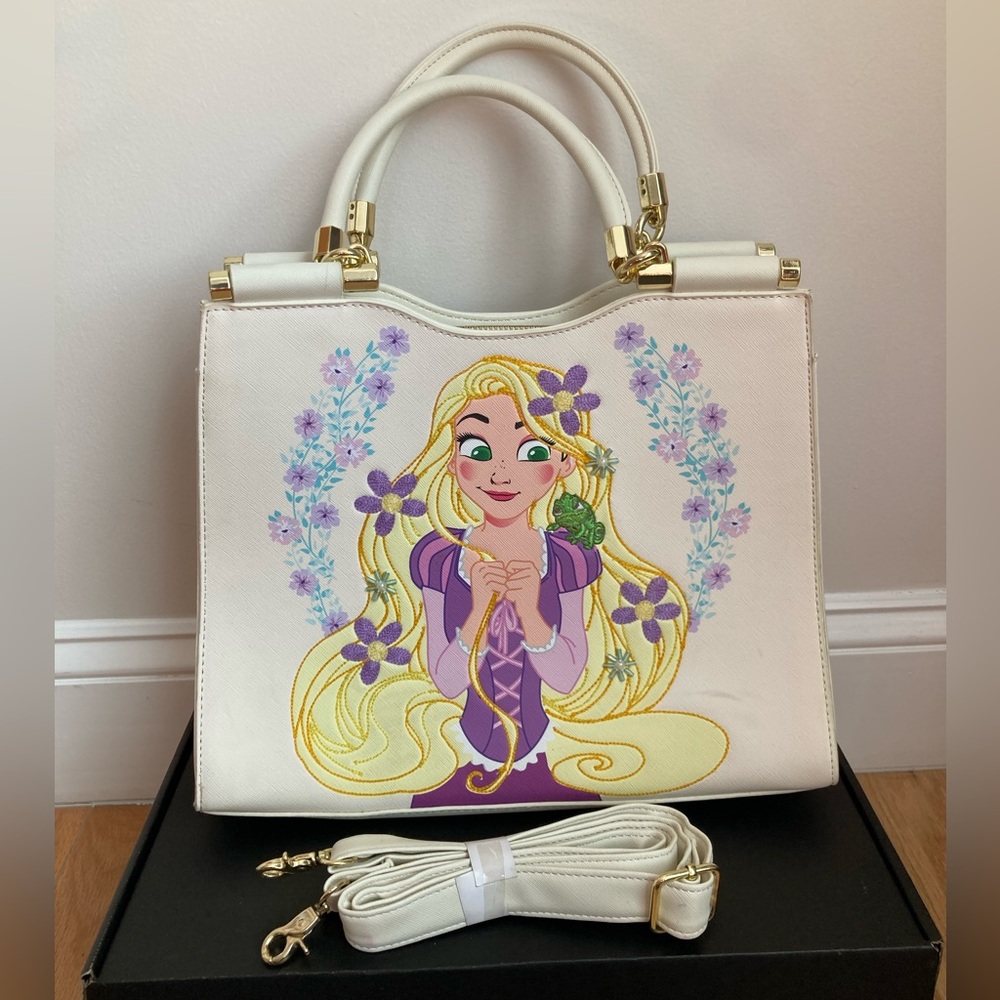 Loungefly Rapunzel Tangled Purse Embroidered Satchel Handles New Disney